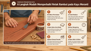 6 Langkah Mudah Memperbaiki Retak Rambut pada Kayu Meranti