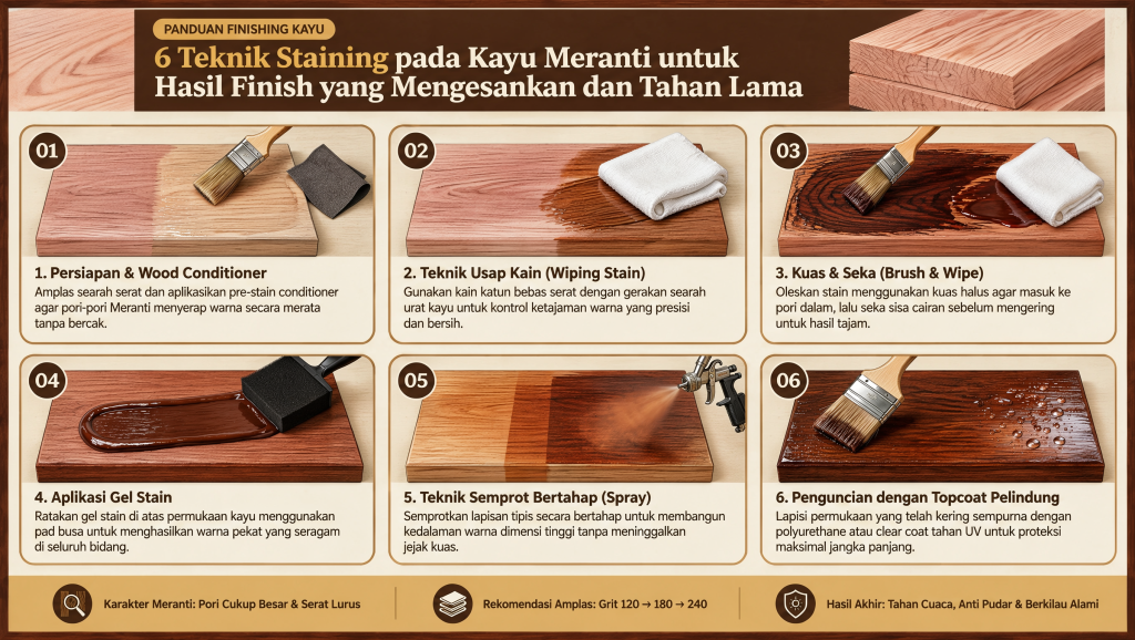 6 Teknik Staining pada Kayu Meranti untuk Hasil Finish yang Mengesankan dan Tahan Lama