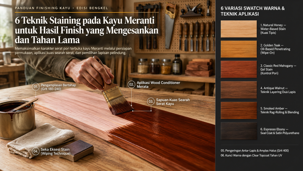 6 Teknik Staining pada Kayu Meranti untuk Hasil Finish yang Tahan Lama
