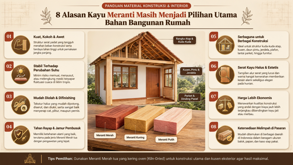 8 Alasan Kayu Meranti Masih Menjadi Pilihan Utama Bahan Bangunan Rumah