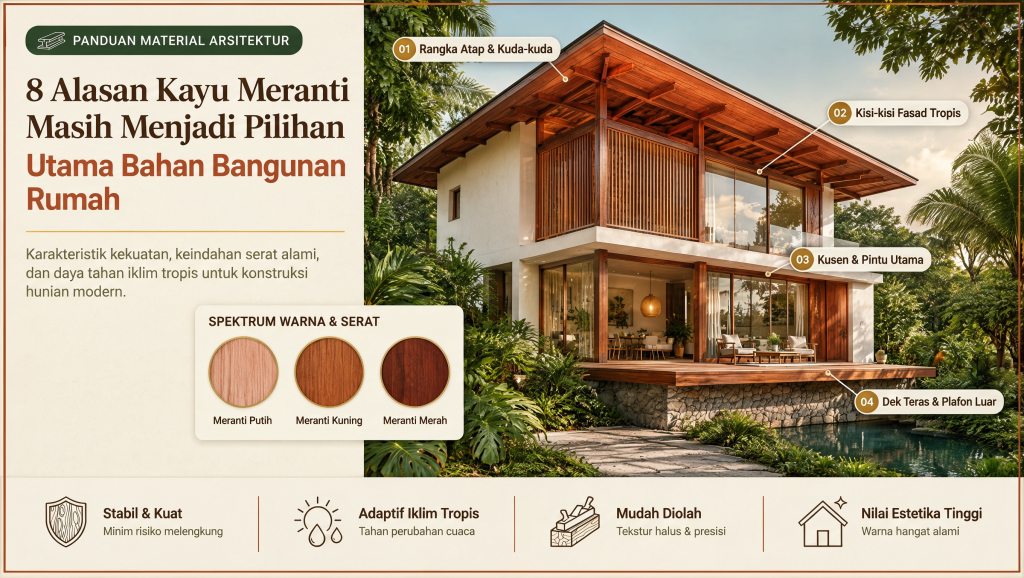 Kayu Meranti untuk Bahan Bangunan Rumah 8 Alasan Teknis dan Ekonomis